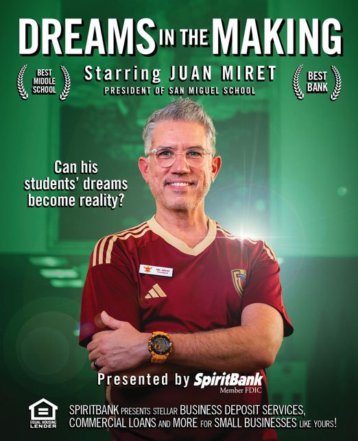 Dreams in the Making poster starring Juan Miret, President of San Miguel School