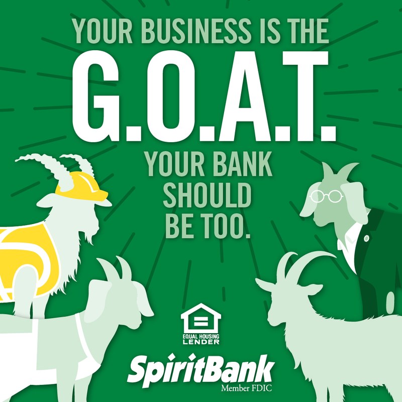 G.O.A.T. poster: Your business is the G.O.A.T., your bank should be too